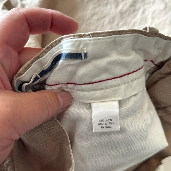 Banana Republic Tan Relaxed Fit Linen Blend Pants Inseam 28" Size 31/30 - Picture 5 of 5